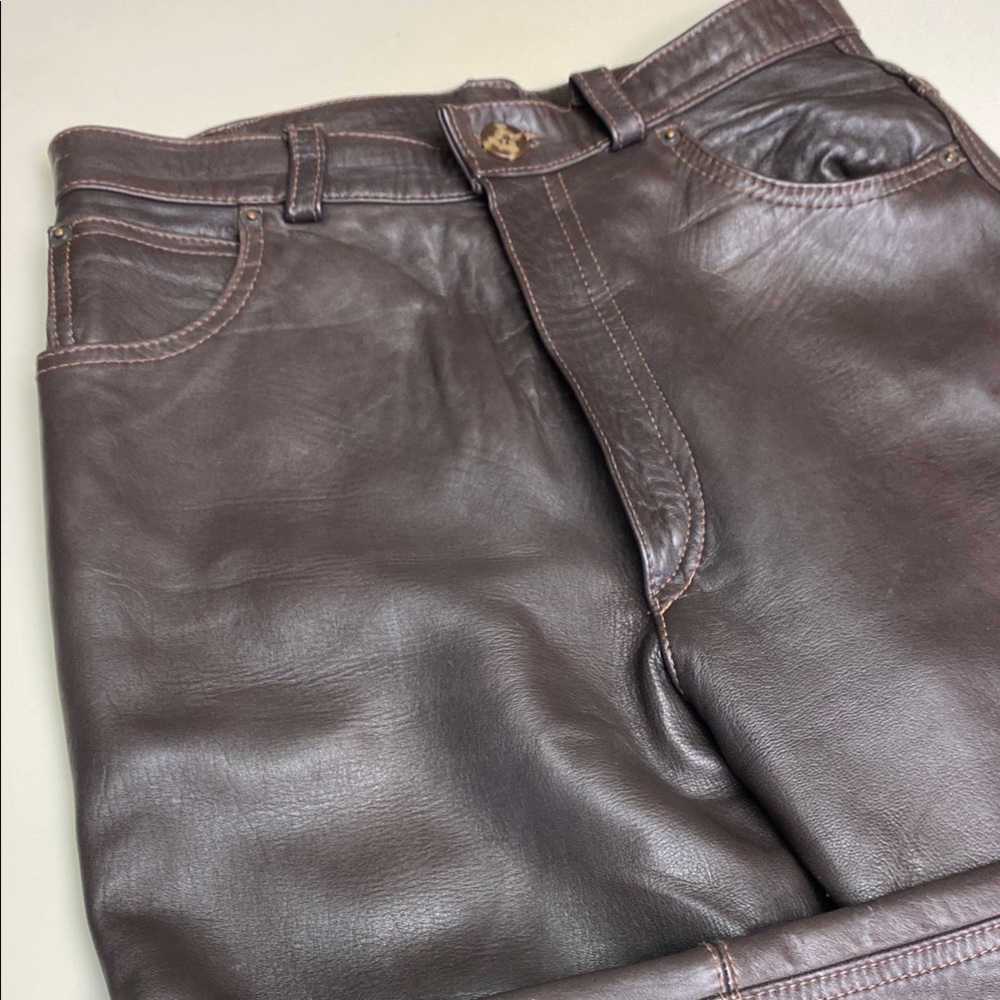 Brown Leather Jeans.